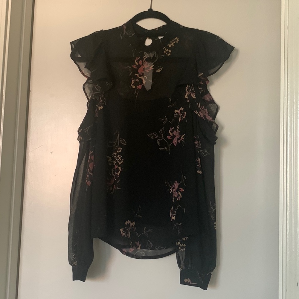 Black floral blouse
